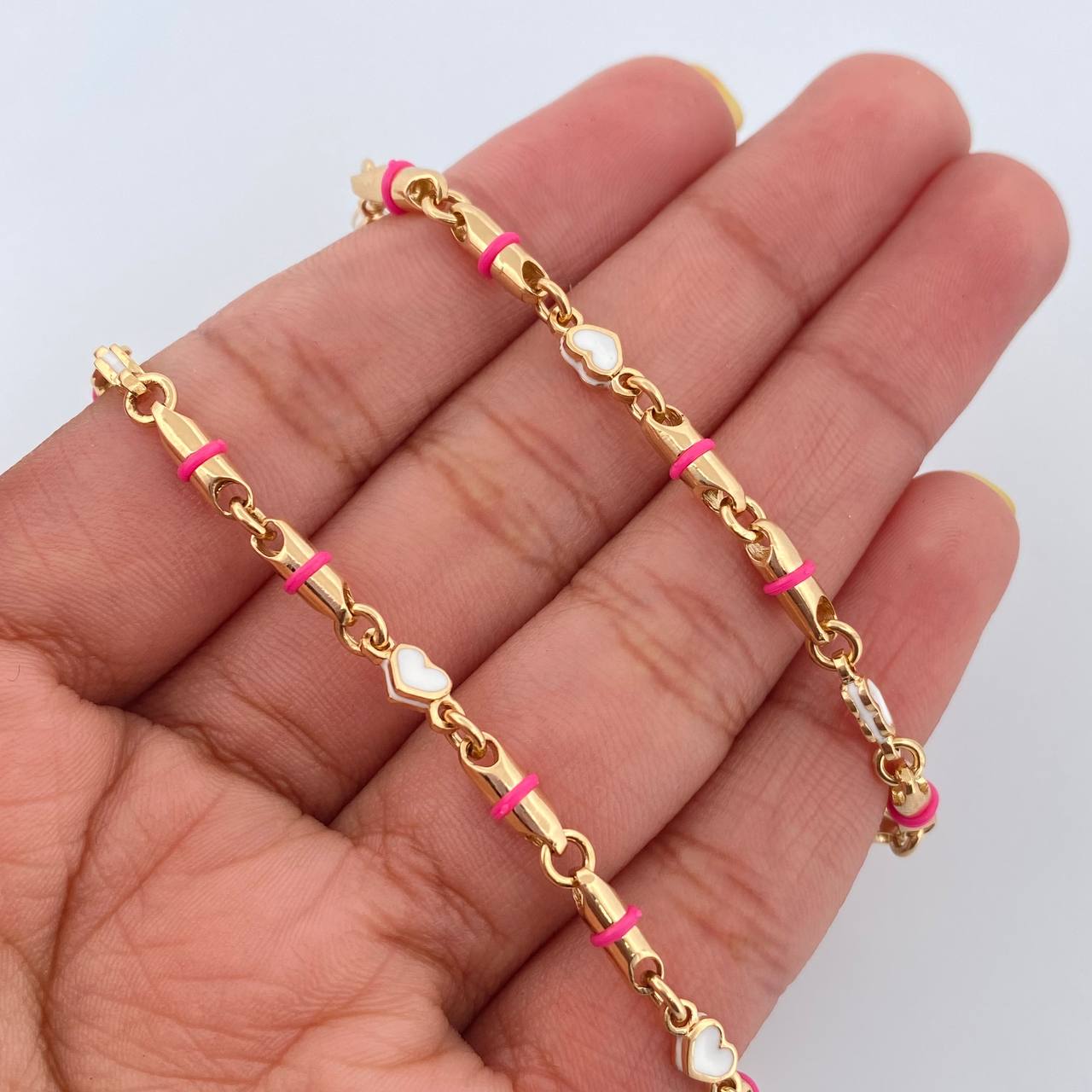 Cadena Rustica Corazones 26.3gr / 24 in / Oro Amarillo 18K $