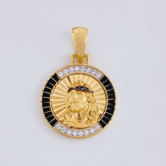 Dije Medalla Cristo Diamantada 5.85g / 1 1/2 in Oro Amarillo 18K