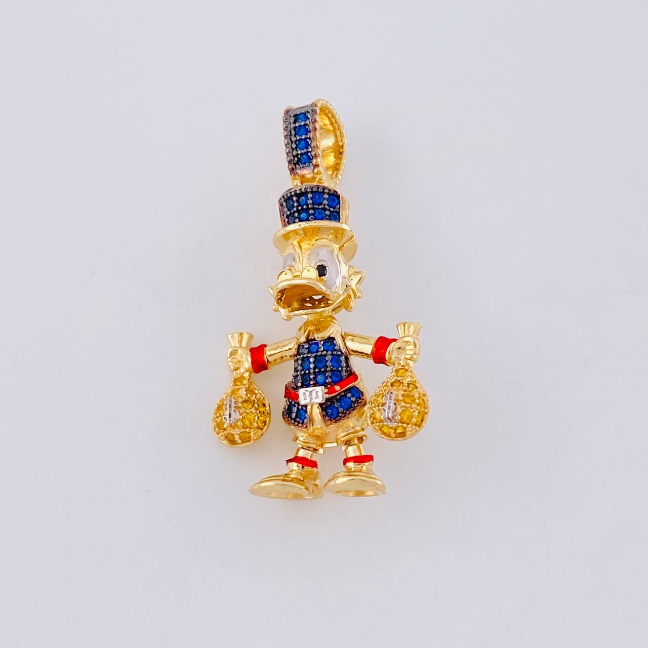 Pendant Duck Money Bags 6.2g / 1 1/2 in Two-Tone Yellow White 18K Gold