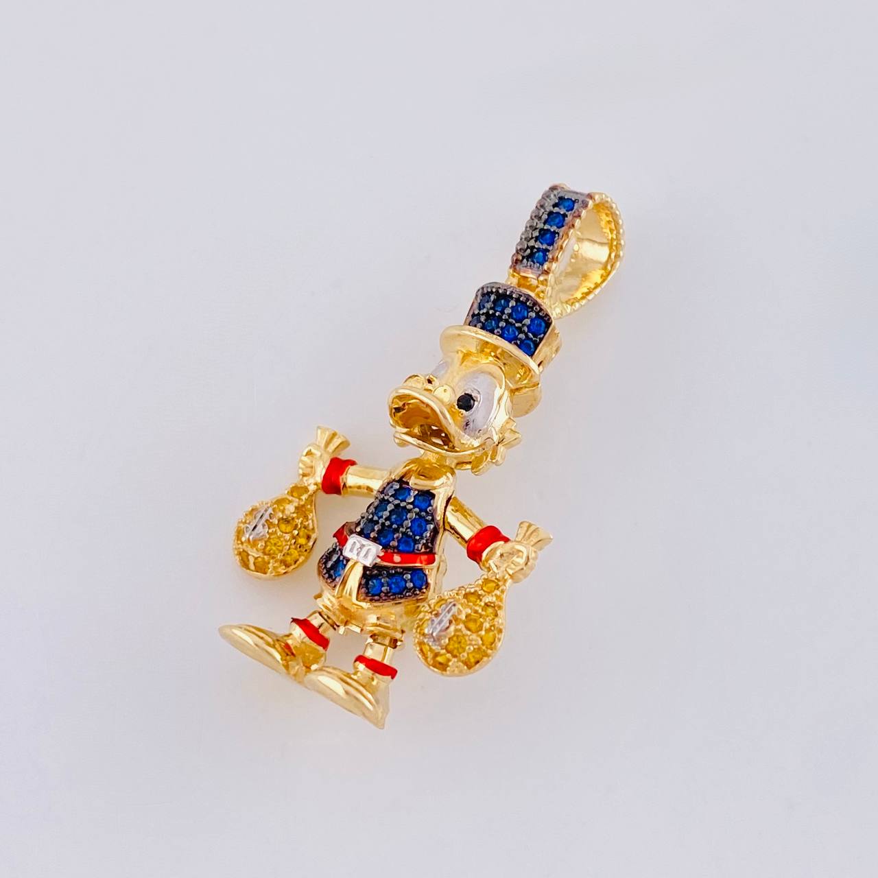 Pendant Duck Money Bags 6.2g / 1 1/2 in Two-Tone Yellow White 18K Gold