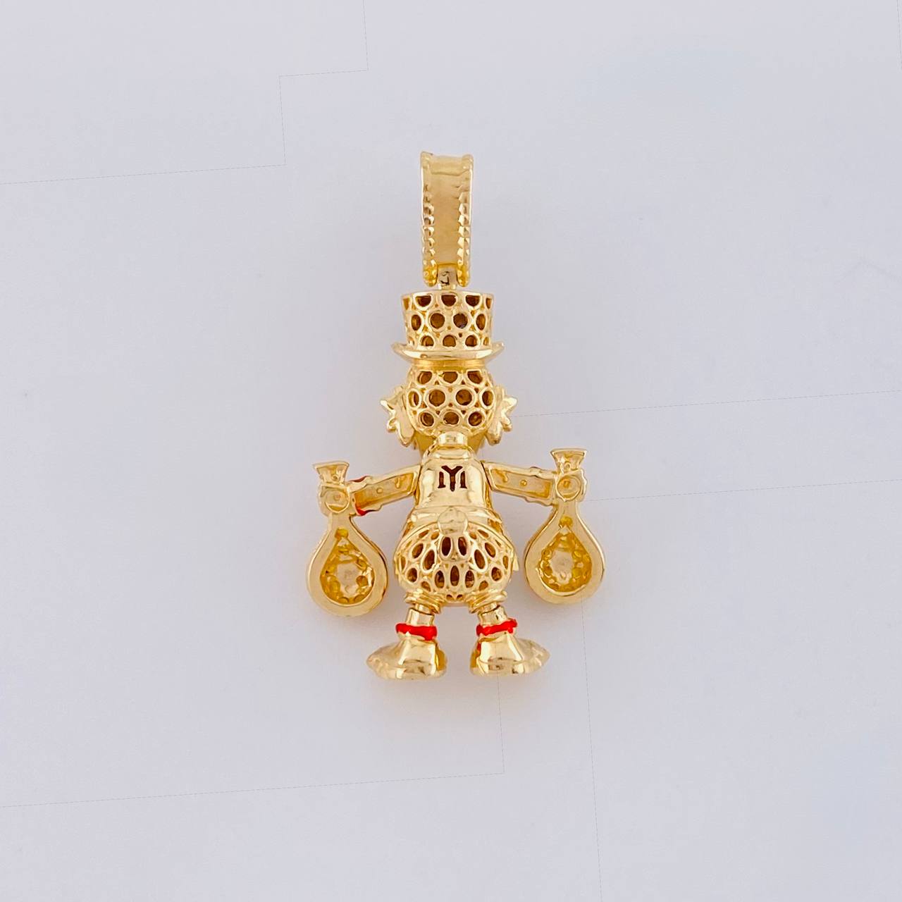 Pendant Duck Money Bags 6.2g / 1 1/2 in Two-Tone Yellow White 18K Gold