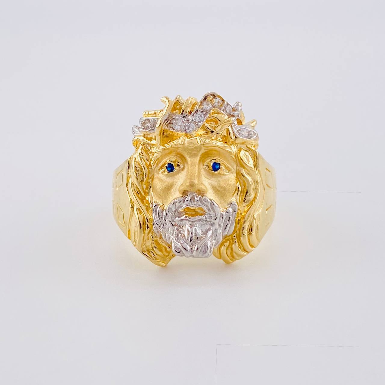 Anillo Cristo 6.85g / T10 1/2 Dos Oros Amarillo Blanco 18K