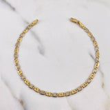 Pulso Garibaldi Plana 4gr / 20cm / 3.1mm Dos Oros Amarillo Blanco +3 18K #