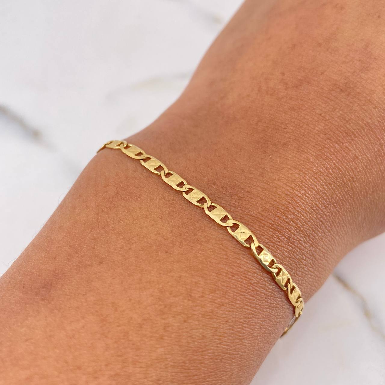 Flat Mariner Bracelet 3.2gr / 20cm / 2.8mm Diamond Cut Yellow Gold +3 18K #