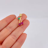 Pendant Emerald Cherries 6pts Sapphires 20pts 2.5g / 1 in 18K Yellow Gold