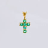 Pendant Dense Cross Emeralds 10pts 0.4g / 1/2 in Yellow Gold 18K
