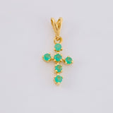 Pendant Cross Arrow Tips Emeralds 14pts 0.45g / 1/2 in 18K Yellow Gold