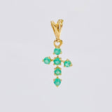 Pendant Cross Arrow Tips Emeralds 14pts 0.45g / 3/4 in 18K Yellow Gold