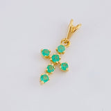 Pendant Cross Arrow Tips Emeralds 14pts 0.45g / 3/4 in 18K Yellow Gold
