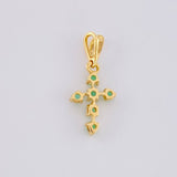 Pendant Cross Arrow Tips Emeralds 14pts 0.45g / 1/2 in 18K Yellow Gold