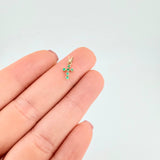 Pendant Cross Arrow Tips Emeralds 7pts 0.25g / 1/2 in 18K Yellow Gold