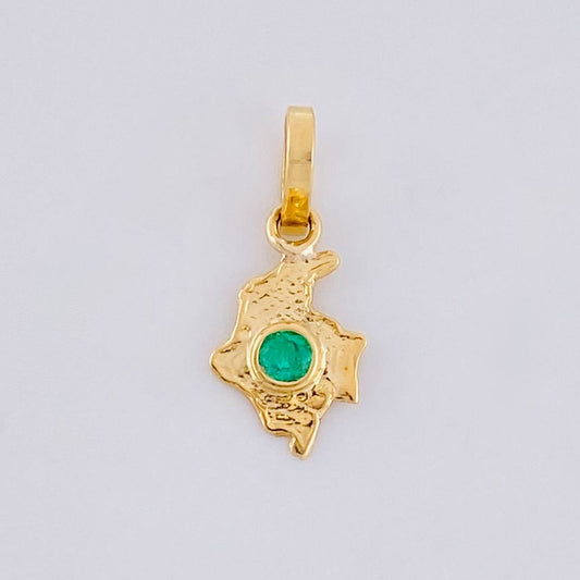 Dije Mapa Esmeralda 4pts 0.25g / 1/2 in Oro Amarillo 18K