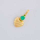 Pendant Striped Heart Emerald 6pts 0.3g / 1/2 in 18K Yellow Gold