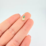 Pendant Striped Heart Emerald 6pts 0.3g / 1/2 in 18K Yellow Gold