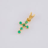 Pendant Cross Arrow Tips Emeralds 7pts 0.25g / 1/2 in 18K Yellow Gold