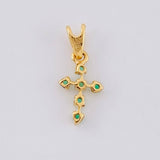 Pendant Cross Arrow Tips Emeralds 7pts 0.25g / 1/2 in 18K Yellow Gold