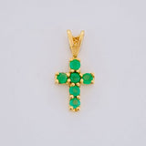 Dije Cruz Tupida Esmeraldas 18pts 0.45g / 1/2 in Oro Amarillo 18K