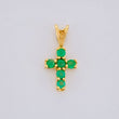 Pendant Dense Cross Emeralds 22pts 0.45g / 1/2 in 18K Yellow Gold