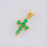 Pendant Dense Cross Emeralds 10pts 0.4g / 1/2 in Yellow Gold 18K