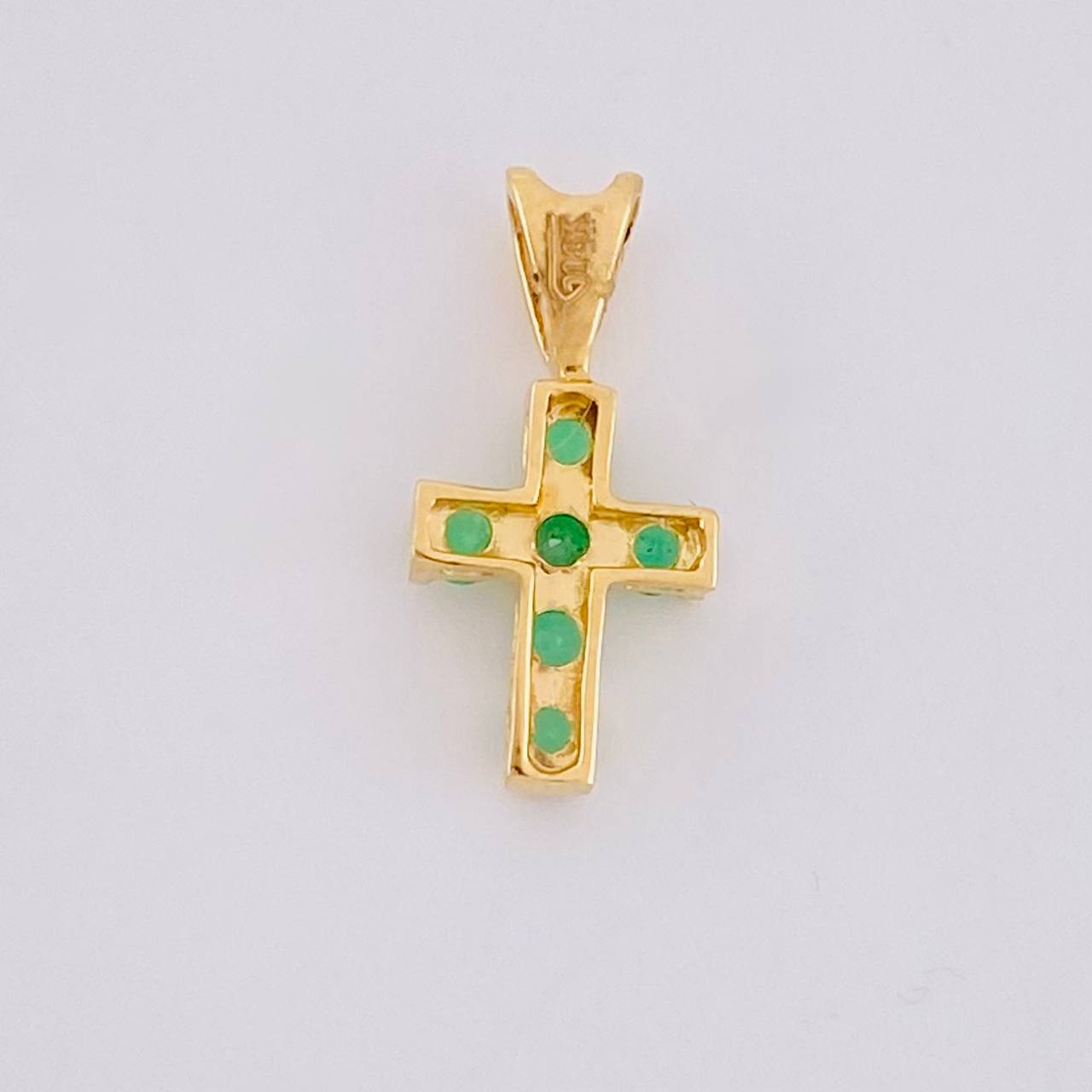 Dije Cruz Tupida Esmeraldas 18pts 0.45g / 1/2 in Oro Amarillo 18K