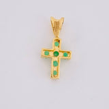 Dije Cruz Tupida Esmeraldas 18pts 0.45g / 1/2 in Oro Amarillo 18K