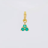 Pendant Triangle Emeralds 13pts 0.3g / 1/2 in Yellow Gold 18K