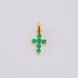 Dije Cruz Tupida Esmeraldas 8pts 0.4g / 1/2 in Oro Amarillo 18K