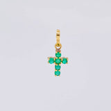 Dije Cruz Tupida Esmeraldas 13pts 0.45g / 1/2 in Oro Amarillo 18K