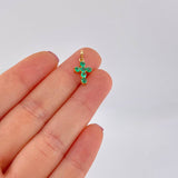Pendant Dense Circular Cross Emeralds 36pts 0.8g / 3/4 in Yellow Gold 18K