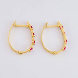 Hoop Earrings Huggy Fuchsia Rubies 31pts 1.75g / 3/4 in 18K Yellow Gold