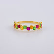 Channel Ring with Fuchsia, Green, Yellow Sapphires 95pts 1.95g / Size 4 1/2 Yellow Gold 18K