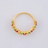 Channel Ring with Fuchsia, Green, Yellow Sapphires 95pts 1.95g / Size 4 1/2 Yellow Gold 18K