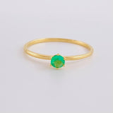 Solitaire Ring Six Prongs Emerald 10pts 0.85g / T5 1/4 Yellow Gold 18K