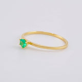 Solitaire Ring Six Prongs Emerald 10pts 0.85g / T5 1/4 Yellow Gold 18K