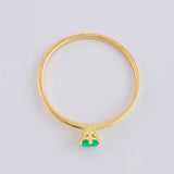 Solitaire Ring Six Prongs Emerald 10pts 0.85g / T5 1/4 Yellow Gold 18K