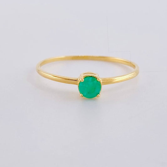 Anillo Solitario Canasta Esmeralda 16pts 1.1g / T7 Oro Amarillo 18K