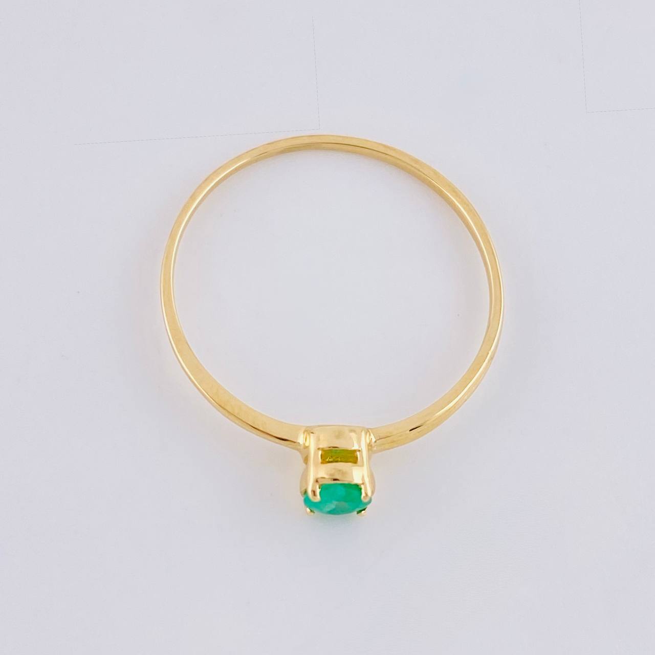 Solitaire Basket Emerald Ring 16pts 1.1g / T7 Yellow Gold 18K