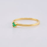 Solitaire Ring Four Prongs Emerald 6pts 1.55g / T6 3/4 Yellow Gold 18K