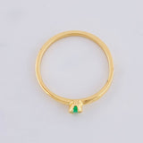 Solitaire Ring Four Prongs Emerald 6pts 1.55g / T6 3/4 Yellow Gold 18K
