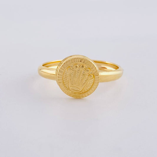 Circular Crown Diamond Cut Ring 1.1g / T5 1/2 Yellow Gold 18K