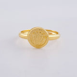 Circular Crown Diamond Cut Ring 1.1g / T8 1/4 Yellow Gold 18K