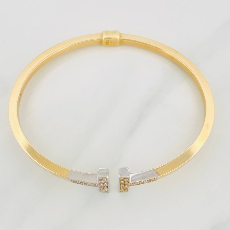 Bracelet Double Hoop T 8.85g / 7 1/2 in / 2.9mm Two Yellow White Gold 18K