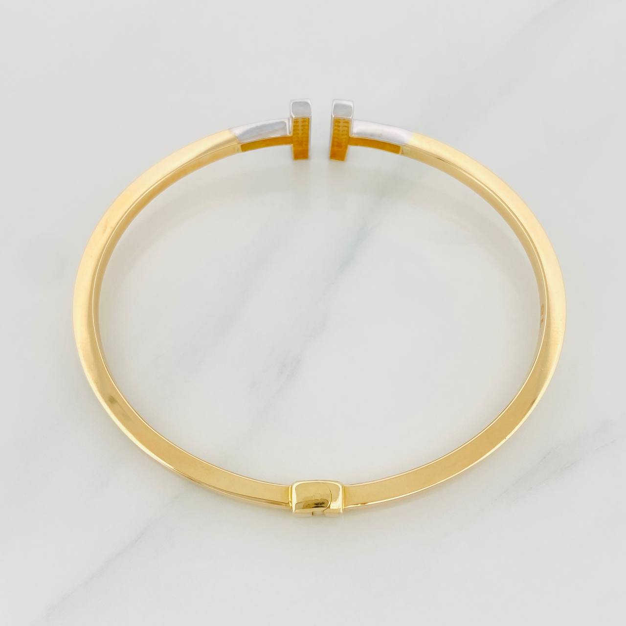 Bracelet Double Hoop T 8.85g / 7 1/2 in / 2.9mm Two Yellow White Gold 18K