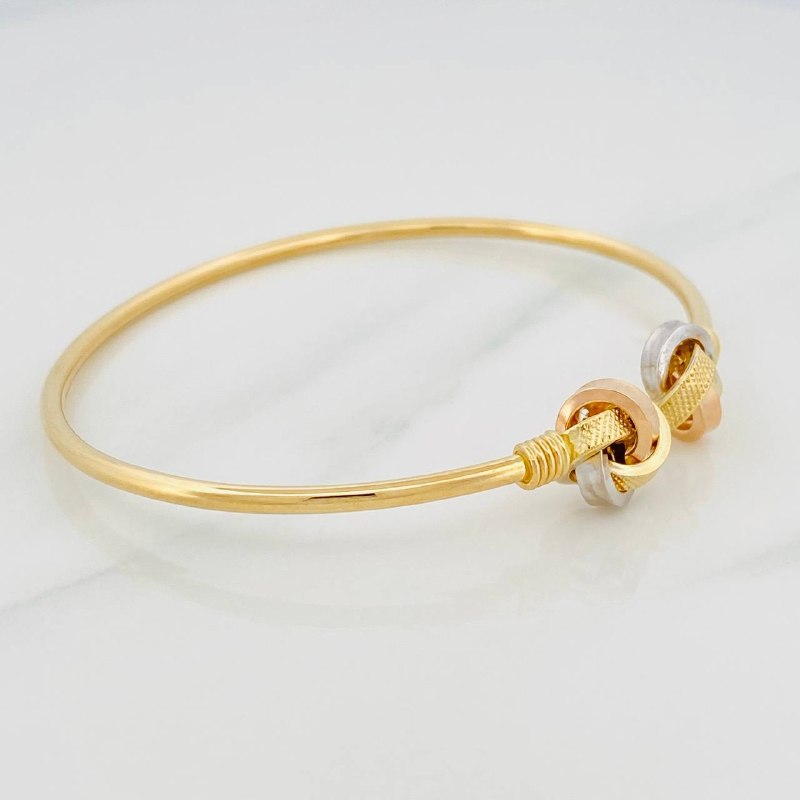 Bracelet Hoop Knot 4.3g / 7 1/2 in / 2.1mm Three Golds 18K