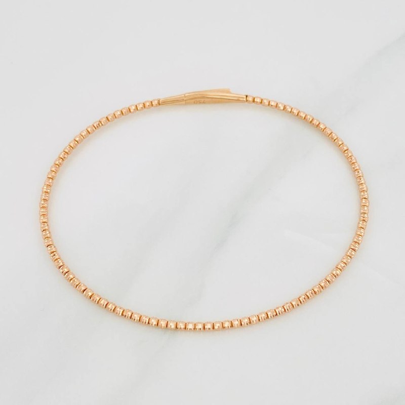Bracelet Diamond Cut 2.8g / 6 3/4 in / 1.7mm Two-Tone Yellow Rose 18K Gold