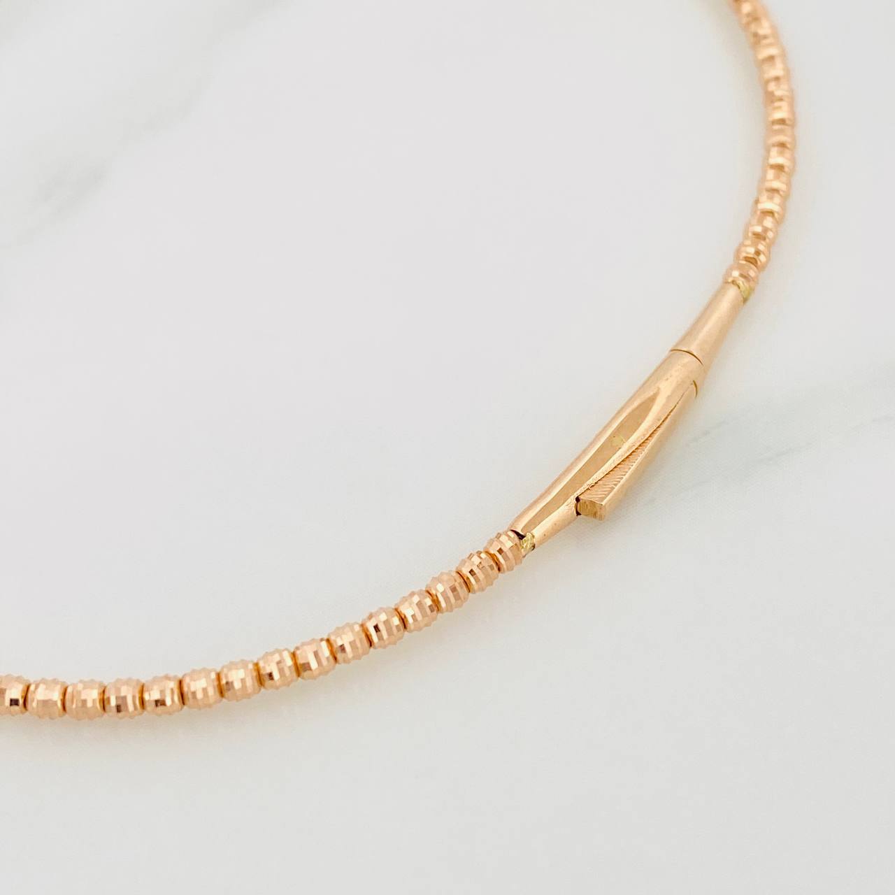 Bracelet Diamond Cut 2.8g / 6 3/4 in / 1.7mm Two-Tone Yellow Rose 18K Gold