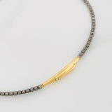Diamond Cut Bracelet Hoop 2.75g / 7 in / 1.7mm Two-Tone Black Yellow 18K Gold