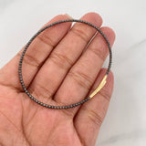 Diamond Cut Bracelet Hoop 2.75g / 7 in / 1.7mm Two-Tone Black Yellow 18K Gold