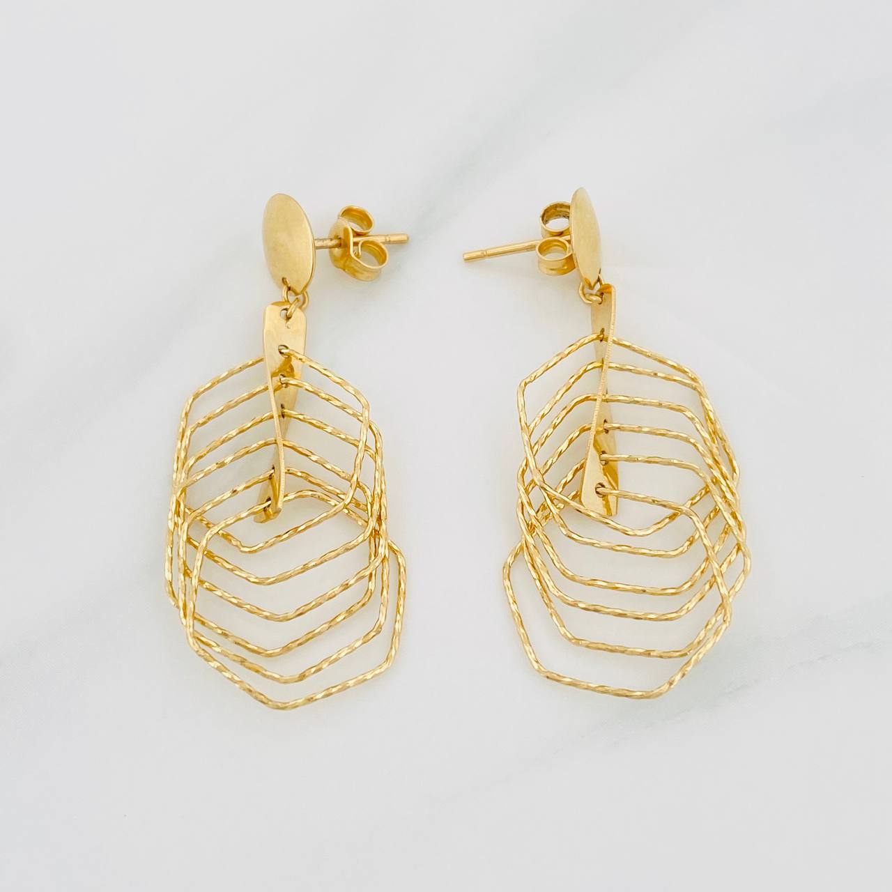 Stud Earrings Hexa 3.55g / in / 14.6mm Yellow Gold 18K