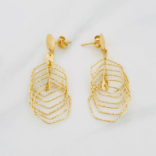 Stud Earrings Hexa 3.55g / in / 14.6mm Yellow Gold 18K